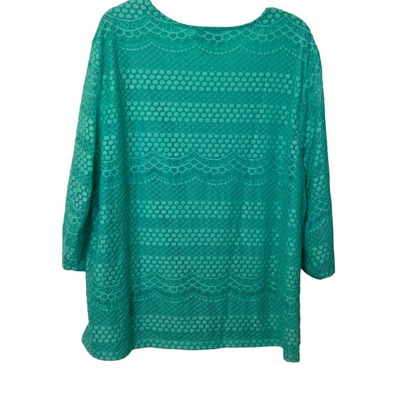 C. D. DANIELS EMBROIDERED PULL-OVER TOP, WOMENS, 3X, MINT GREEN, LINED, DRESSY - Picture 6 of 10